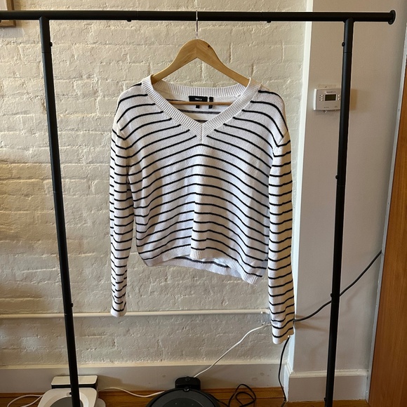 Theory Cropped Striped Knit Sweater - Picture 2 of 3